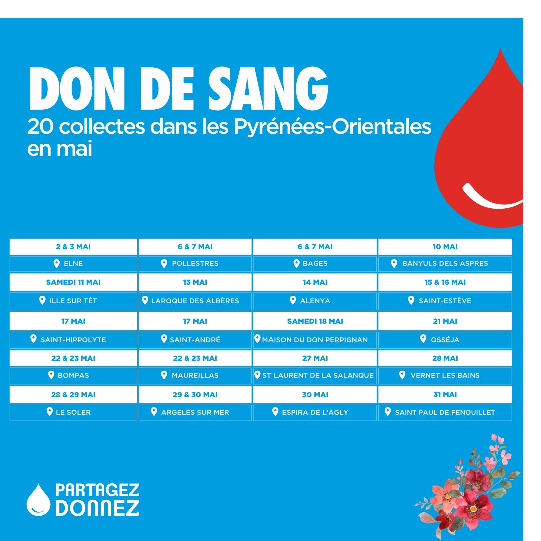 Dates des collectes Don du sang dans les P.O