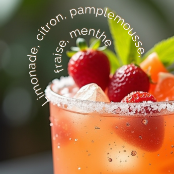 Dry January, mocktail limonade citron, pamplemousse, fraise et menthe